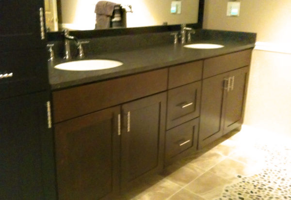 Custom Bathroom Remodel with Tile Flooring - Craftworks Custom Cabinetry