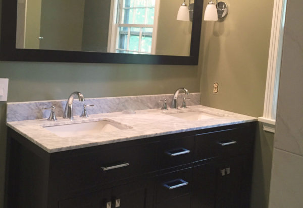 Custom Bathroom Remodel with Tile Flooring - Craftworks Custom Cabinetry