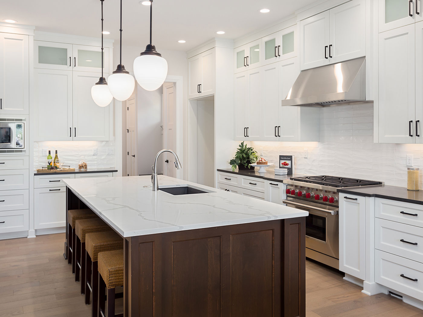 White Contemporary Kitchen Pittsford NY - Craftworks Custom Cabinetry