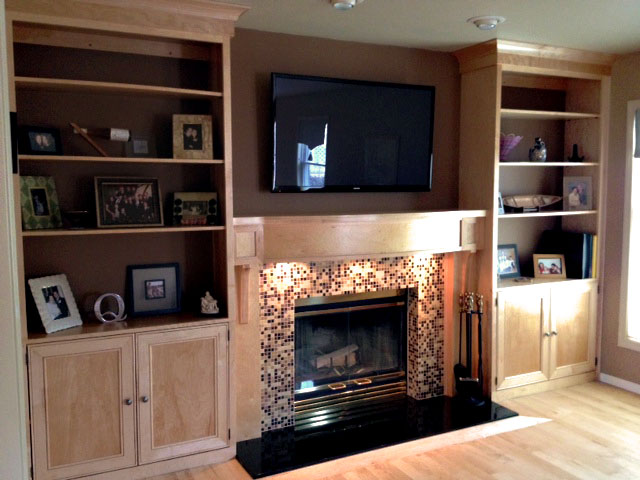 Built-in Shelving & Fireplace Mantel - Craftworks Custom Cabinetry